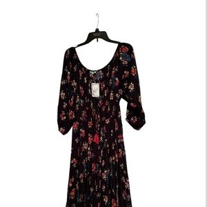 NOSTALGIA | Black and Pink Sundress with Bishop Sleeves